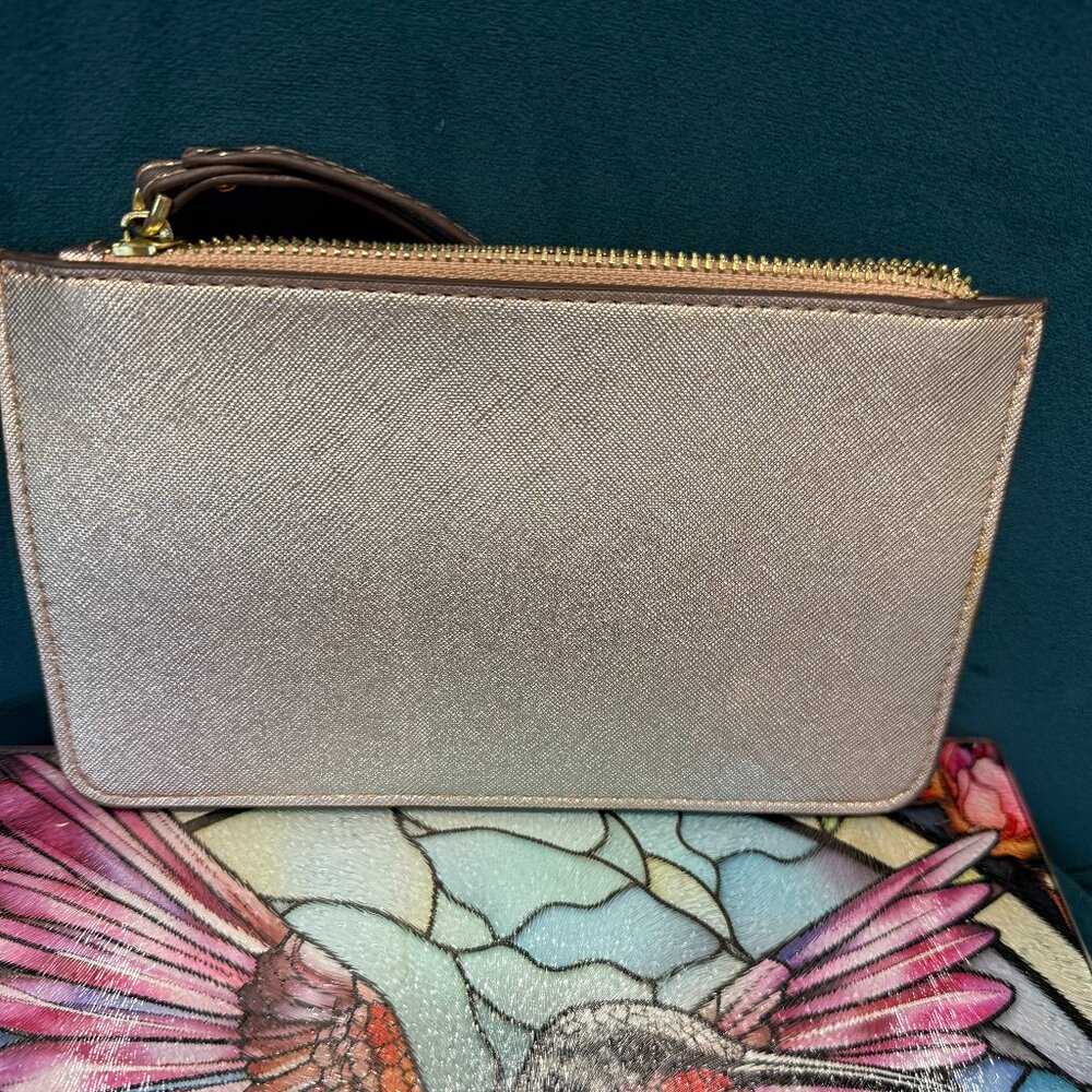 KATE SPADE light pink metallic safiano zippered wristlet. - Picture 6 of 6